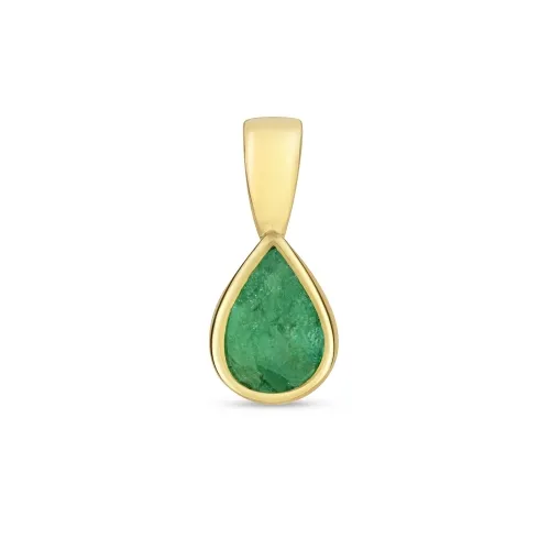 7X5mm Pear Shaped Emerald Rubover Pendant  9ct Gold